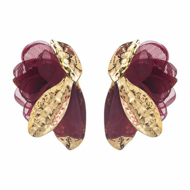 Sweet Fresh Holiday Style Enamel Colorful Flower Earrings with Diamonds Pearls