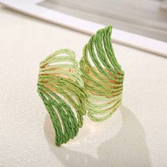 Exaggerated Winged Spring Open Bracelet Colorful Raffia Handmade bangle