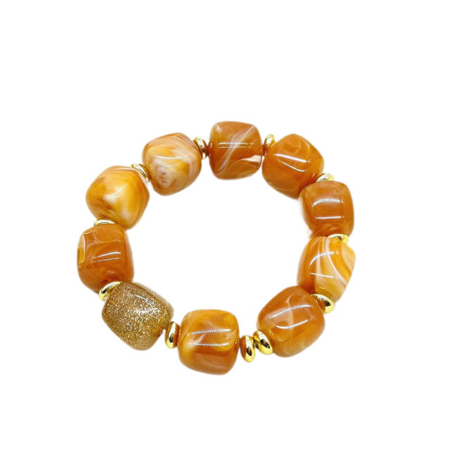 Fashion Retro Acrylic Square Splicing Bracelet Dopamine Colorful Jewelry for Women