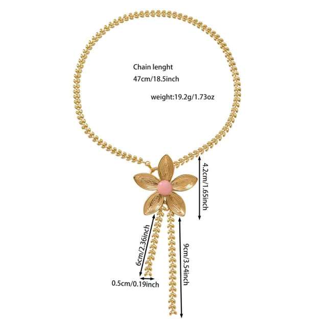 Creative flower pendant stainless steel necklace
