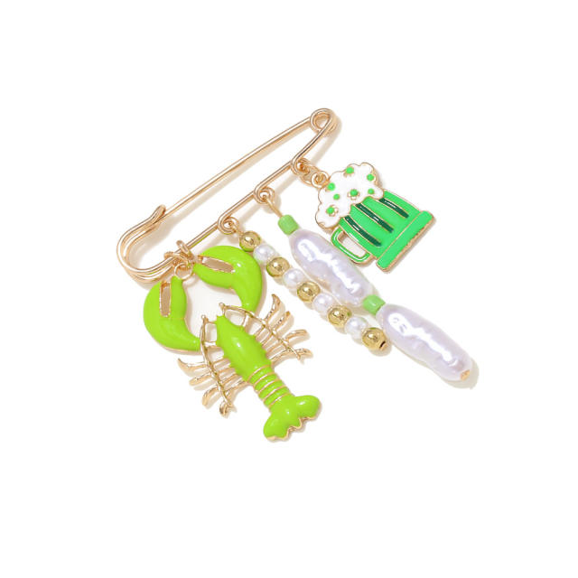 Exaggerated Colorful Diamond Anchor Octopus Ball Brooch Ocean Element Waist-Tightening Pin