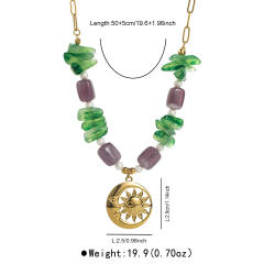 Retro Design Multi-Pendant Beaded Necklace Stainless Steel pendant necklace