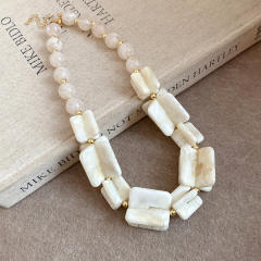 Acrylic Beaded Irregular Square Necklace earrings bracelet set