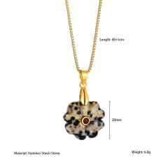 Multi-Color Personalized Natural Stone Flower pendant stainless steel Necklace