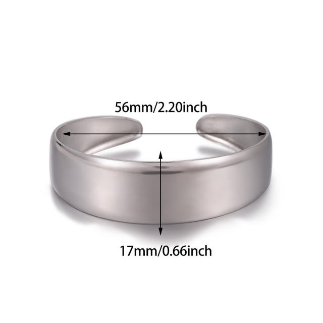 Geometric Lines Horizontal Stripe Open Bracelet Stainless Steel bangle Punk Style Metallic Bracelet