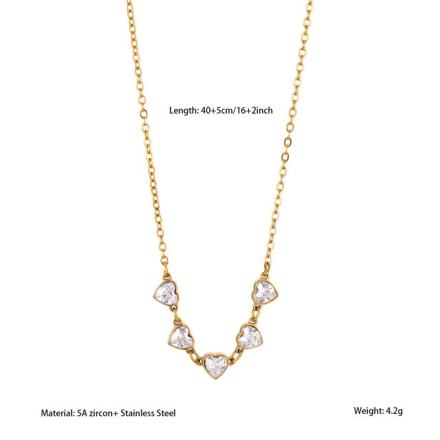 Luxury 18K Stainless Steel Zircon Necklace Round Diamond necklace