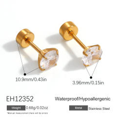 Stainless Steel Earrings C-Shaped Semi-Circle Hollow Design with Inlaid Diamonds earrings