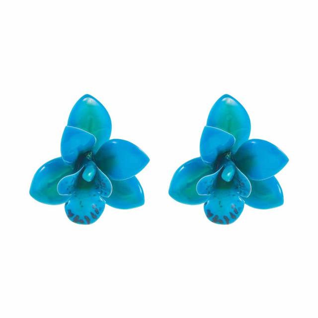 Sweet Fresh Holiday Style Enamel Colorful Flower Earrings with Diamonds Pearls