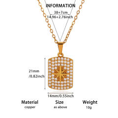 Luxury Star Moon pendant Stainless Steel Necklace diamond pendant necklace