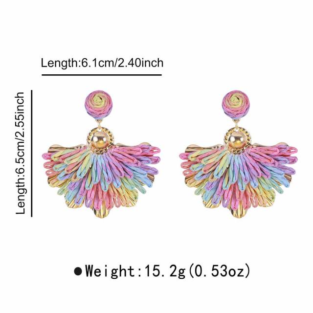 Sweet Fresh Holiday Style Enamel Colorful Flower Earrings with Diamonds Pearls