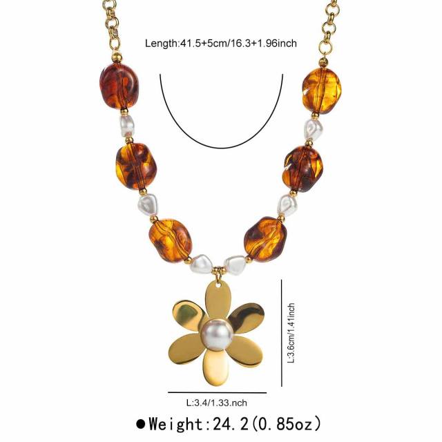 Retro Design Multi-Pendant Beaded Necklace Stainless Steel pendant necklace