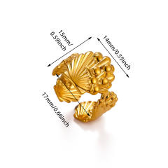 304 Stainless Steel rings Sun Face-Shaped Flower Unique 18K Plated Rings