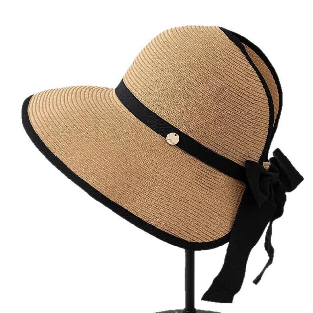 2026 New Style Large-Brimmed Sun Protection Straw Hat for Women Summer Vacation Beach Sun Hat Foldable Bow Hat