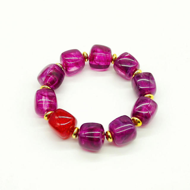 Fashion Retro Acrylic Square Splicing Bracelet Dopamine Colorful Jewelry for Women