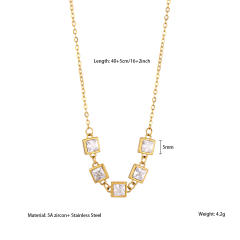 Luxury 18K Stainless Steel Zircon Necklace Round Diamond necklace