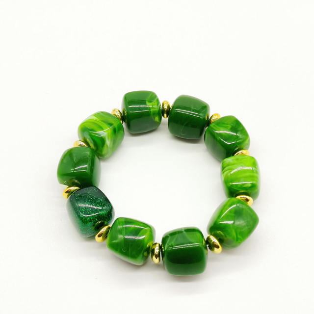Fashion Retro Acrylic Square Splicing Bracelet Dopamine Colorful Jewelry for Women