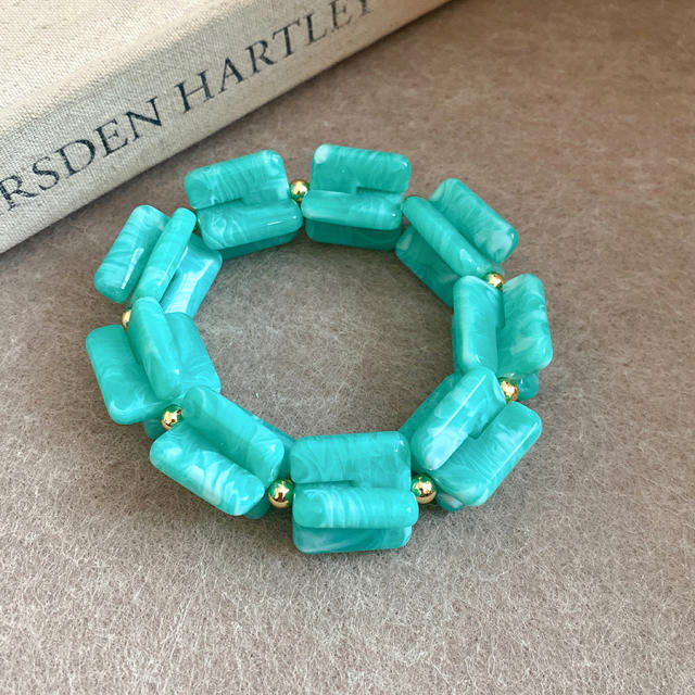 Acrylic Beaded Irregular Square Necklace earrings bracelet set