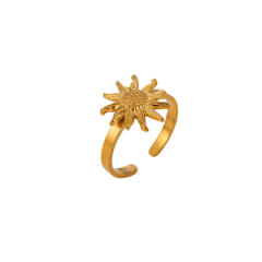 304 Stainless Steel rings Sun Face-Shaped Flower Unique 18K Plated Rings