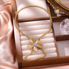 Creative flower pendant stainless steel necklace