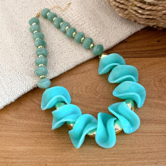 Colorful acrylic irregular shape dress necklace earrings set