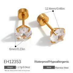 Stainless Steel Earrings C-Shaped Semi-Circle Hollow Design with Inlaid Diamonds earrings