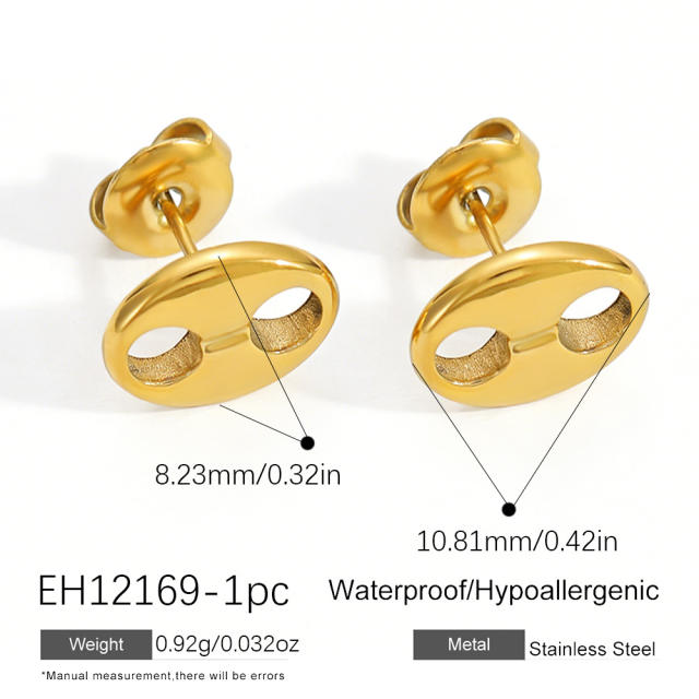 Stainless Steel Earrings C-Shaped Semi-Circle Hollow Design with Inlaid Diamonds earrings