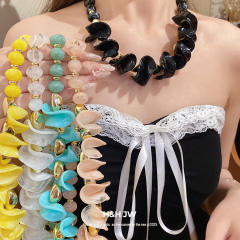Colorful acrylic irregular shape dress necklace earrings set