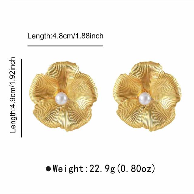 Sweet Fresh Holiday Style Enamel Colorful Flower Earrings with Diamonds Pearls