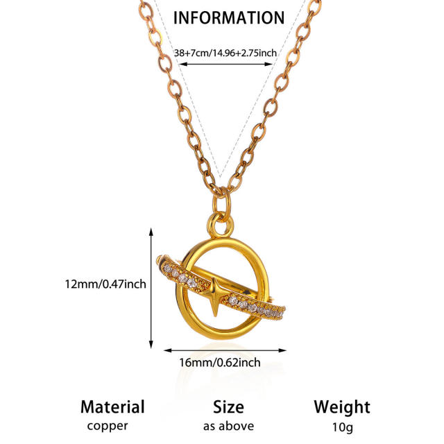 Luxury Star Moon pendant Stainless Steel Necklace diamond pendant necklace