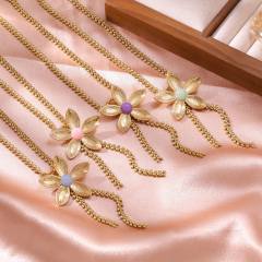 Creative flower pendant stainless steel necklace