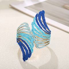 Exaggerated Winged Spring Open Bracelet Colorful Raffia Handmade bangle
