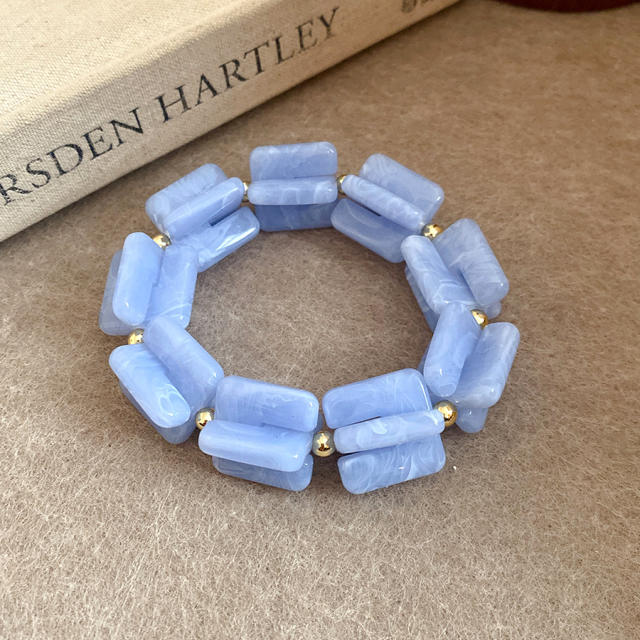 Acrylic Beaded Irregular Square Necklace earrings bracelet set