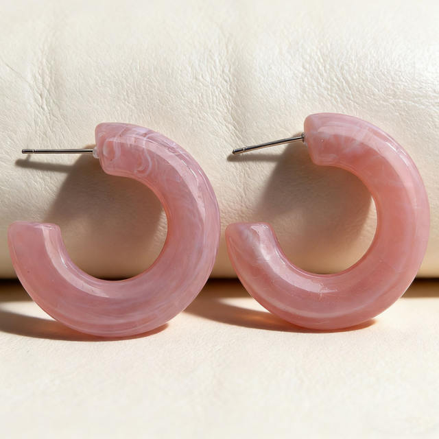2026 New Acrylic Retro Earrings Simple C-Shaped Minimalist Style Ear Accessories