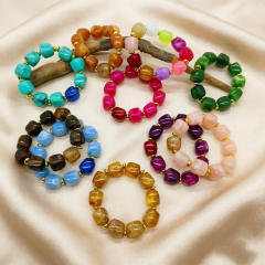 Fashion Retro Acrylic Square Splicing Bracelet Dopamine Colorful Jewelry for Women