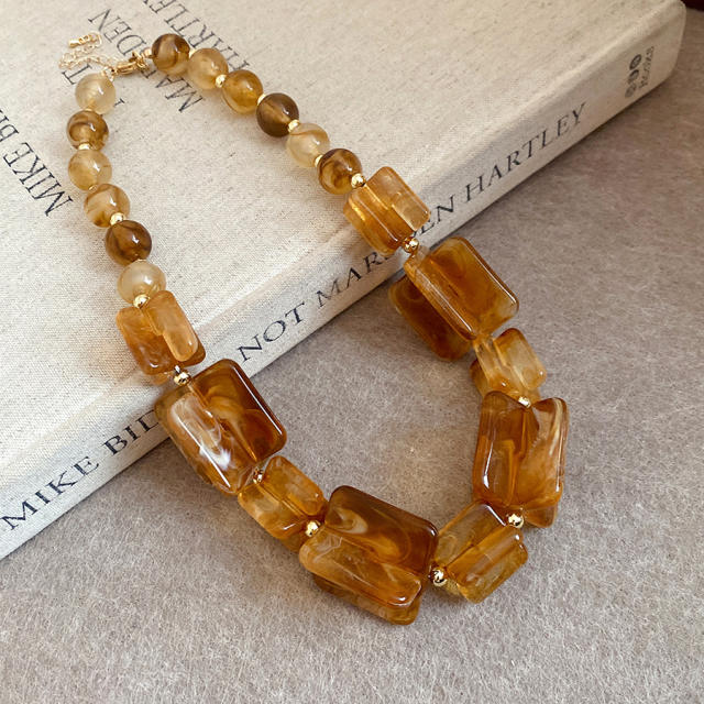 Acrylic Beaded Irregular Square Necklace earrings bracelet set