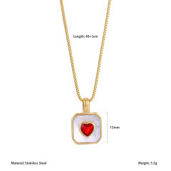 Natural white shell pendant stainless steel necklace