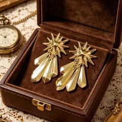 2026 Spring Summer Sunflower Metal Tassel Earrings