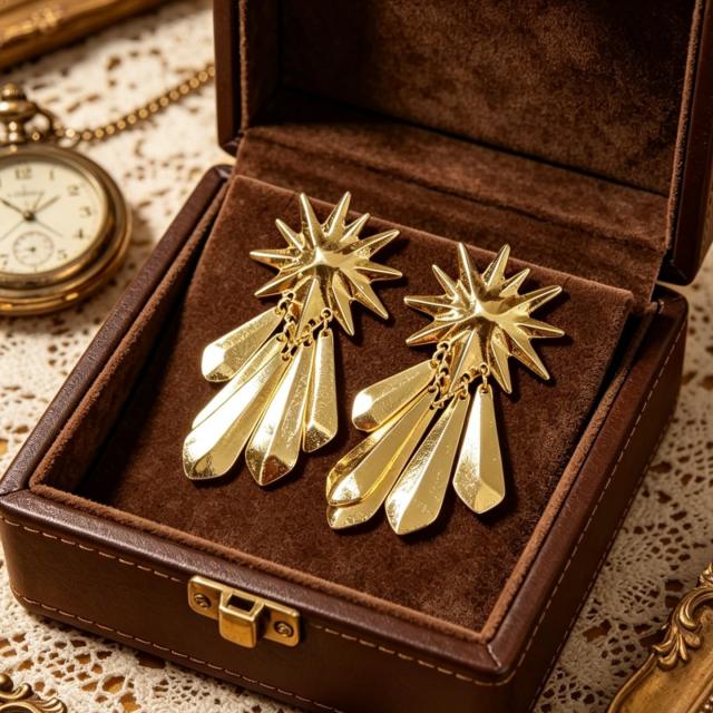 2026 Spring Summer Sunflower Metal Tassel Earrings