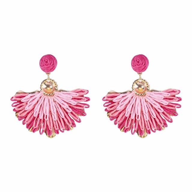 Sweet Fresh Holiday Style Enamel Colorful Flower Earrings with Diamonds Pearls