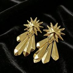 2026 Spring Summer Sunflower Metal Tassel Earrings