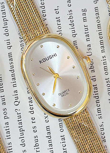 Koushi Retro Watch with Oval Shape and Exquisite Mesh steel Strap