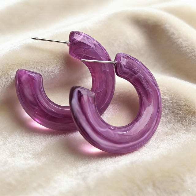 2026 New Acrylic Retro Earrings Simple C-Shaped Minimalist Style Ear Accessories
