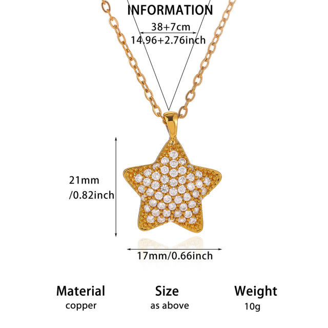 Luxury Star Moon pendant Stainless Steel Necklace diamond pendant necklace