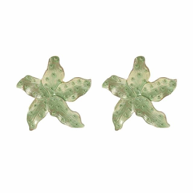 Sweet Fresh Holiday Style Enamel Colorful Flower Earrings with Diamonds Pearls