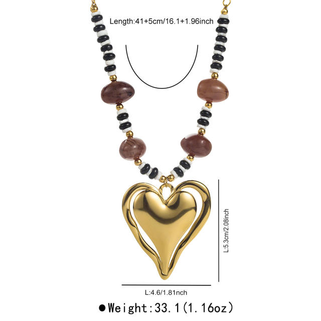 Retro Design Multi-Pendant Beaded Necklace Stainless Steel pendant necklace