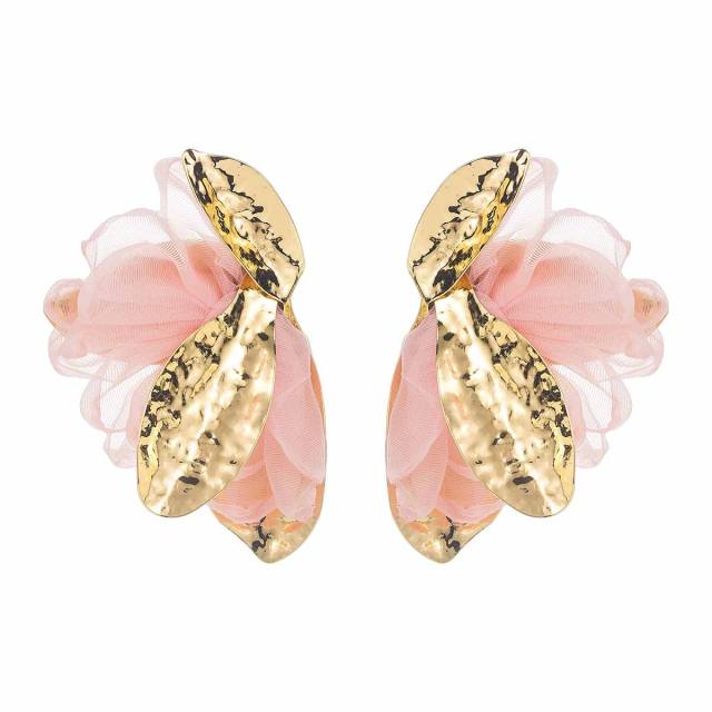 Sweet Fresh Holiday Style Enamel Colorful Flower Earrings with Diamonds Pearls
