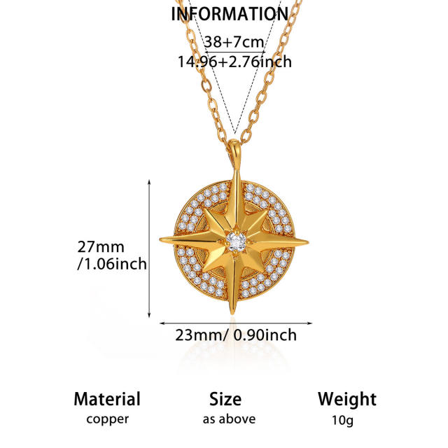 Luxury Star Moon pendant Stainless Steel Necklace diamond pendant necklace
