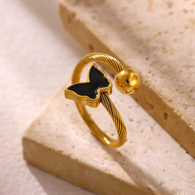 304 stainless steel rings diamond flower butterfly rings for women