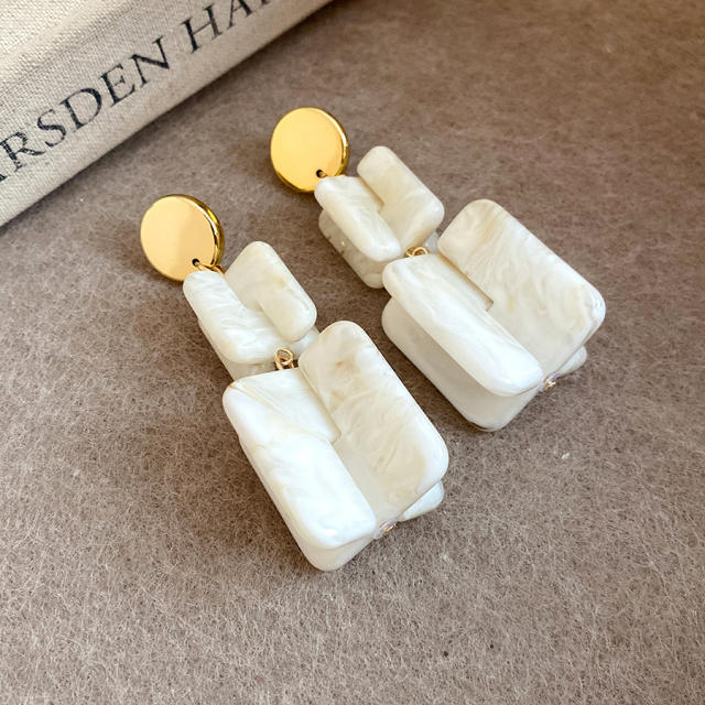 Acrylic Beaded Irregular Square Necklace earrings bracelet set