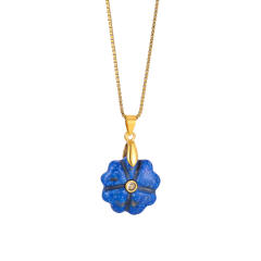 Multi-Color Personalized Natural Stone Flower pendant stainless steel Necklace